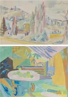 André Lhote - Mirmande And Le Jardin Du Raincy: Two Watercolors