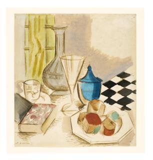 André Lhote - Nature morte à l\'assiette à gâteaux au verre et à la carafe