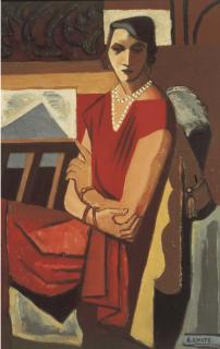 André Lhote - Portrait d\'Anne à la robe rouge