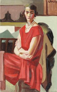 André Lhote - Portrait d\'Anne à la robe rouge