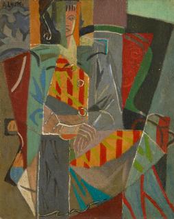 André Lhote - Simone assise à la robe rayée