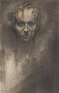 André-Louis-Armand Rassenfosse - Les filles de Milton: Une tête ensanglantée ceinte de laurier