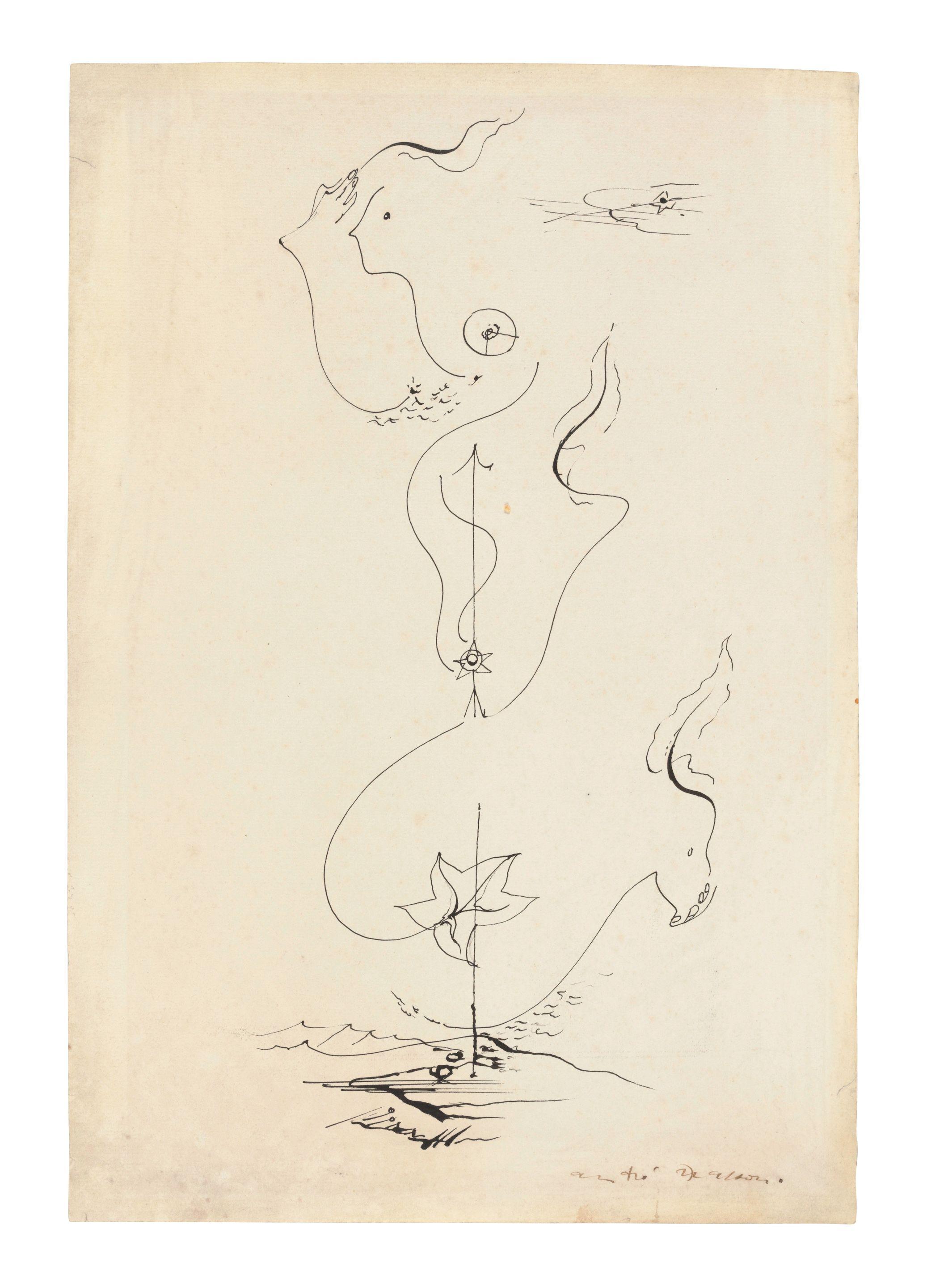 André Masson - Dessin automatique (Femme – constellation)