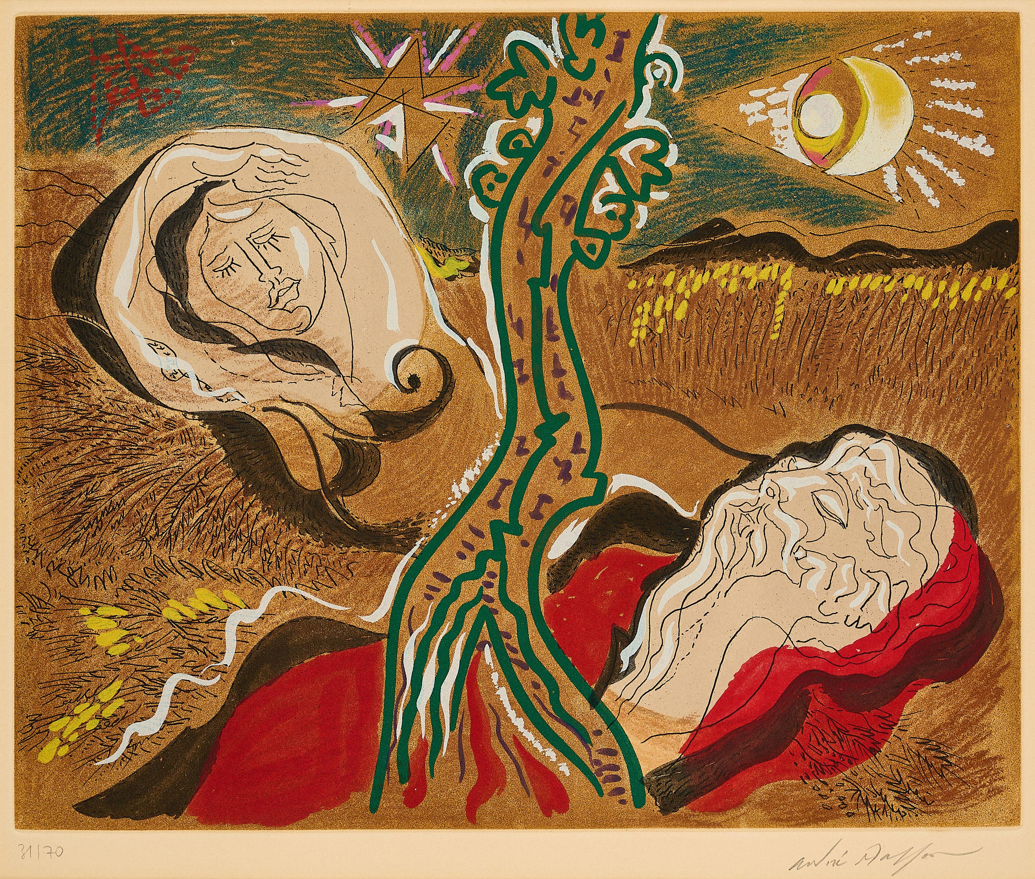 André Masson - Ruth und Boas (Aus: Louis Aragon. Les Amants Célèbres).