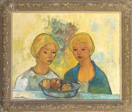 André Minaux - Two women with a bowl of fruit