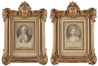 André Pujos - Marquis and Marquise de Villette. A pair. Signed A. Pujos and dated 1788 (2)