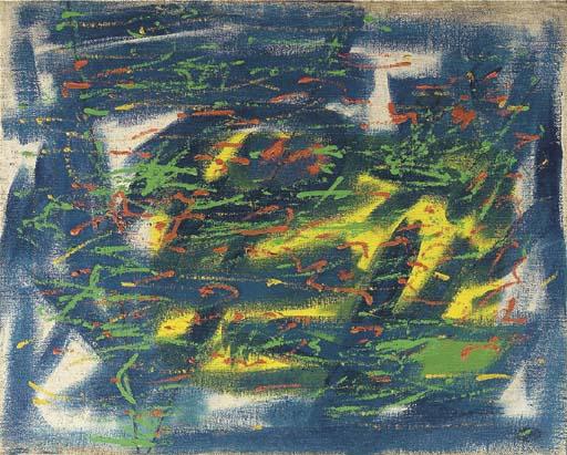 André Van Der Vossen - A composition in blue, yellow, orange and green