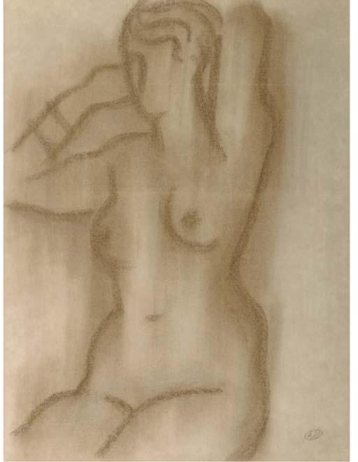 André Van der Vossen - A seated nude with raised arms