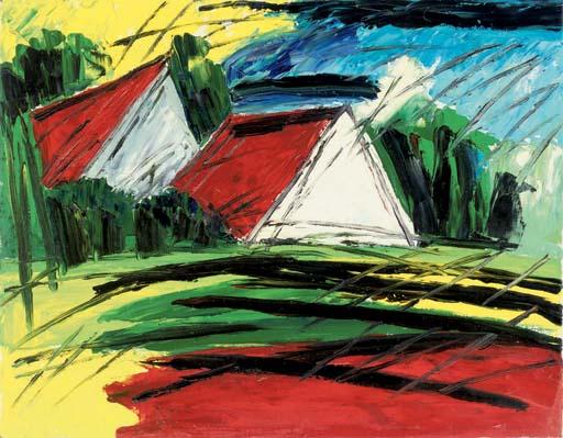 André van der Vossen - Farm houses in a landscape