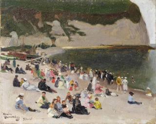 Andre Victor Edouard Devambez - La plage d\'Yport