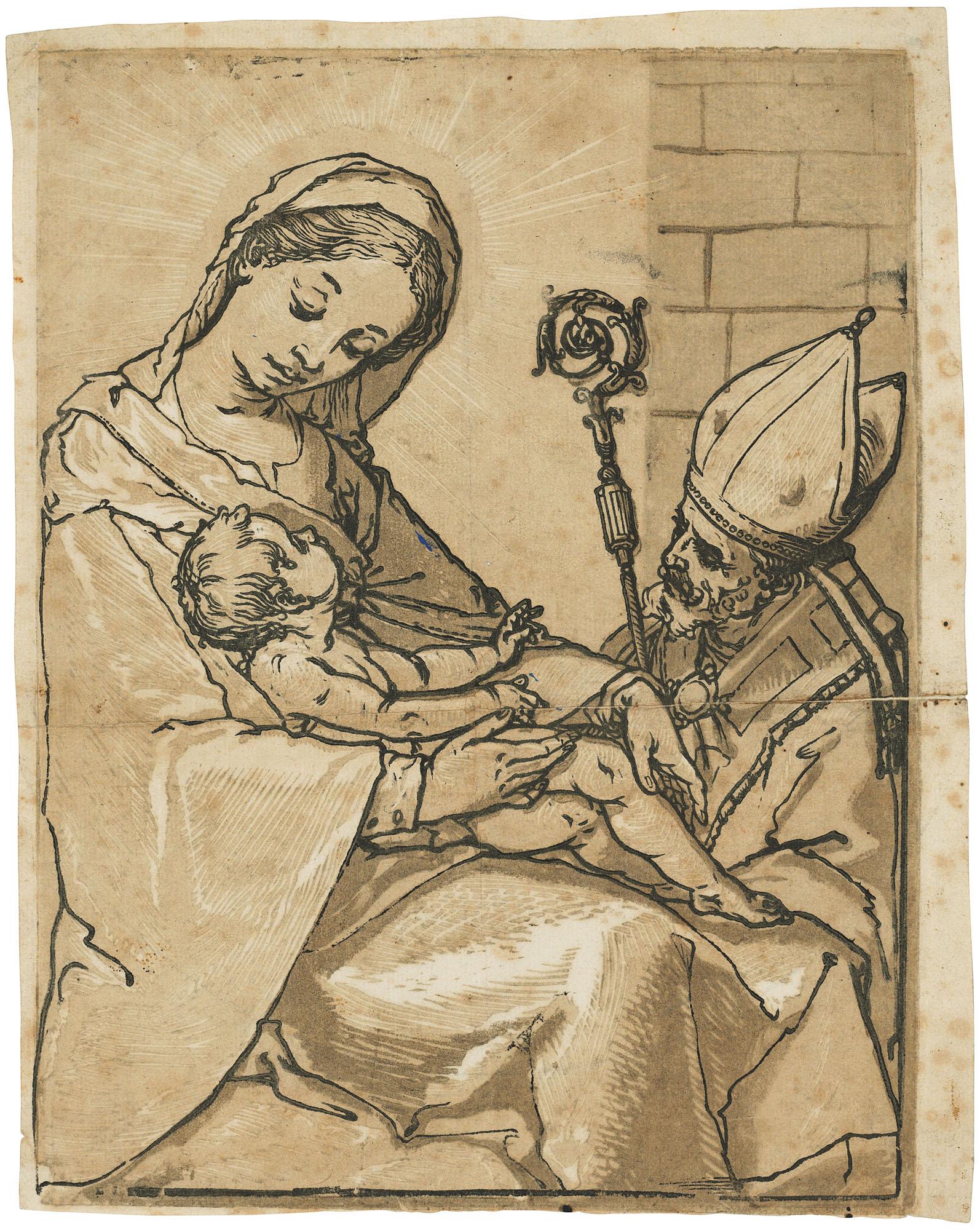 Andrea Andreani - Virgin and Child with a Bishop