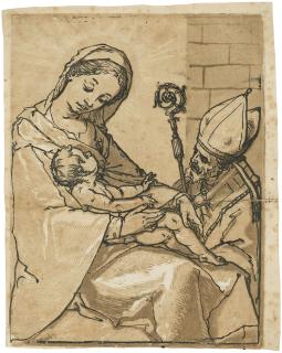 Andrea Andreani - Virgin and Child with a Bishop