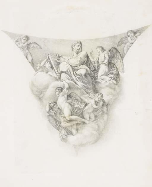 Andrea Appiani - Saint Matthew holding a book seated on a cloud surrounded by angels: a study for a pendentive
