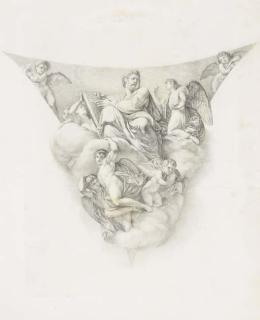 Andrea Appiani - Saint Matthew holding a book seated on a cloud surrounded by angels: a study for a pendentive