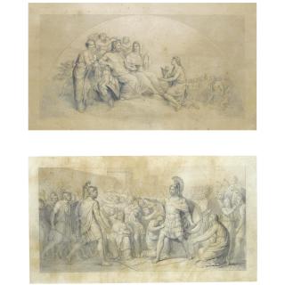 Andrea Appiani - Three Separate Studies: A Lunette With The Marriage Of Jupiter And Juno; A Scene From Roman History With Women, Children And Soldiers Pleading In Front Of An Army; Apollo And A Nymph