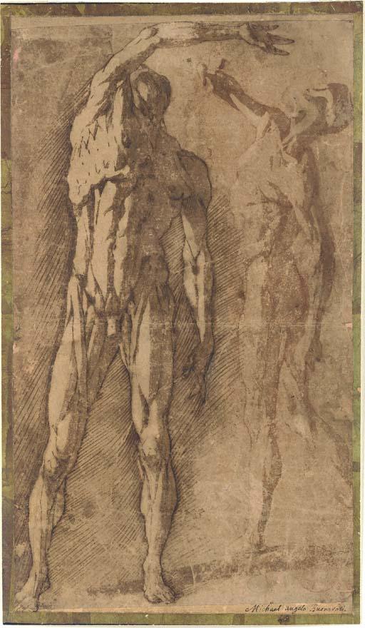 Andrea Boscoli - Two studies of an écorché figure, after Francavilla