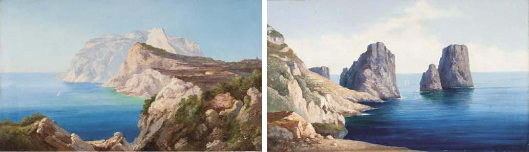 Andrea Cherubini - Les Faraglioni de Capri; Vue D\'Un Village Sur Les Falaises de Capri
