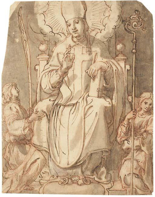 Andrea Lilio - Saint Antoine entouré de deux anges; et Un saint évèque sur un trône entouré de deux anges
