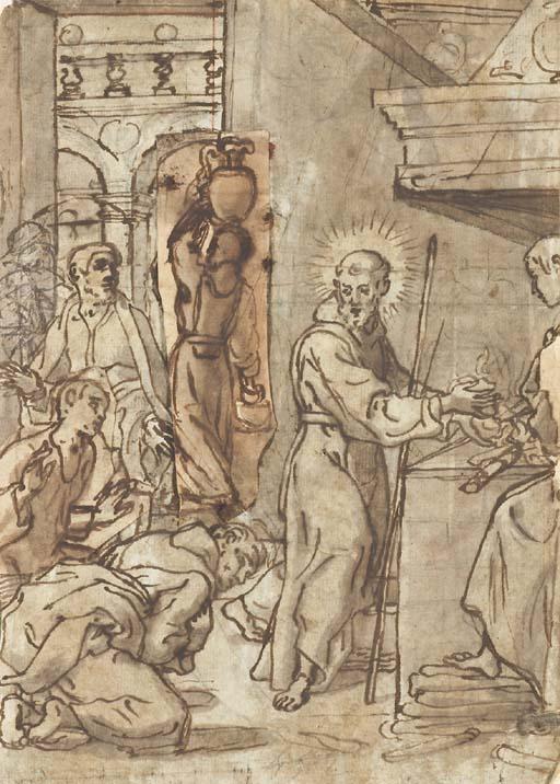 Andrea Lilio - Saint François-de-Paule prenant une braise dans ses mains