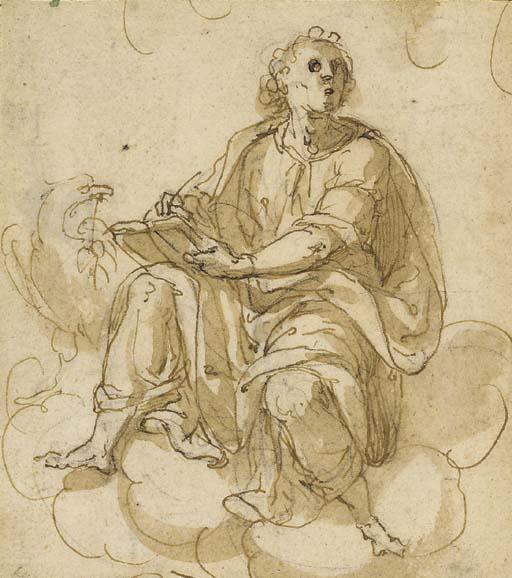 Andrea Lilio - Saint Jean l\'Evangeliste assis sur des nuages