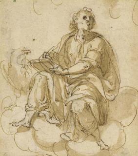 Andrea Lilio - Saint Jean l\'Evangeliste assis sur des nuages