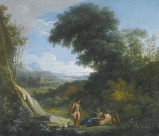 Andrea Locatelli - A Faun And A Nymph Reclining In A Landscape