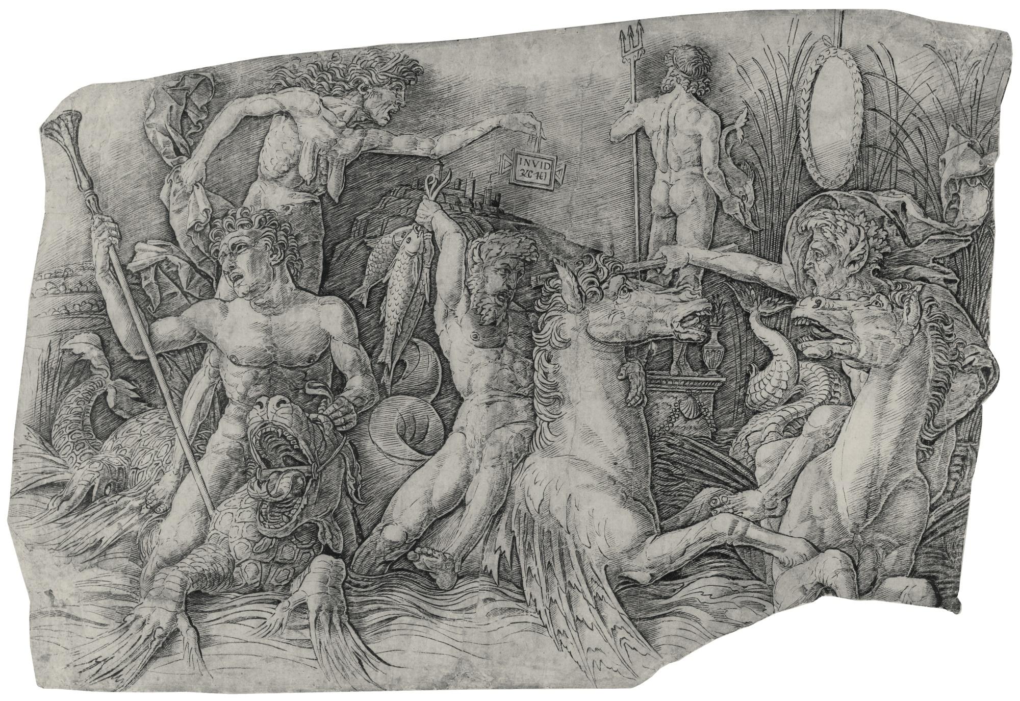 Andrea Mantegna - The Battle Of The Sea Gods: Left Half (B. 18; H. 5; M. 79; L./O./S. 75)