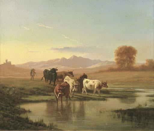 Andrea Markò - L\'abbeverata 1879