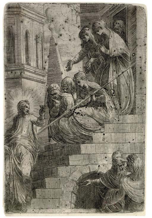 Andrea Meldolla - Christ and the Women on the Stairs (Bartsch, Richardson 14)
