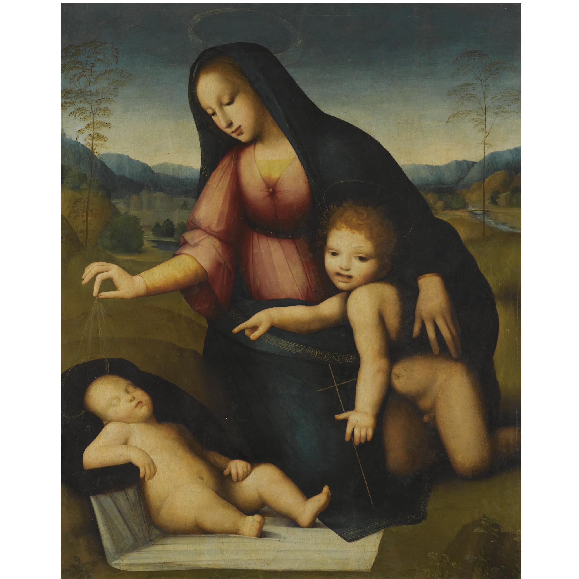 Andrea Piccinelli - Madonna And Child In A Landscape With The Infant St John The Baptist