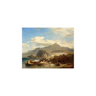 Andreas Achenbach - A Busy Coastal Village On The Levantine Coast