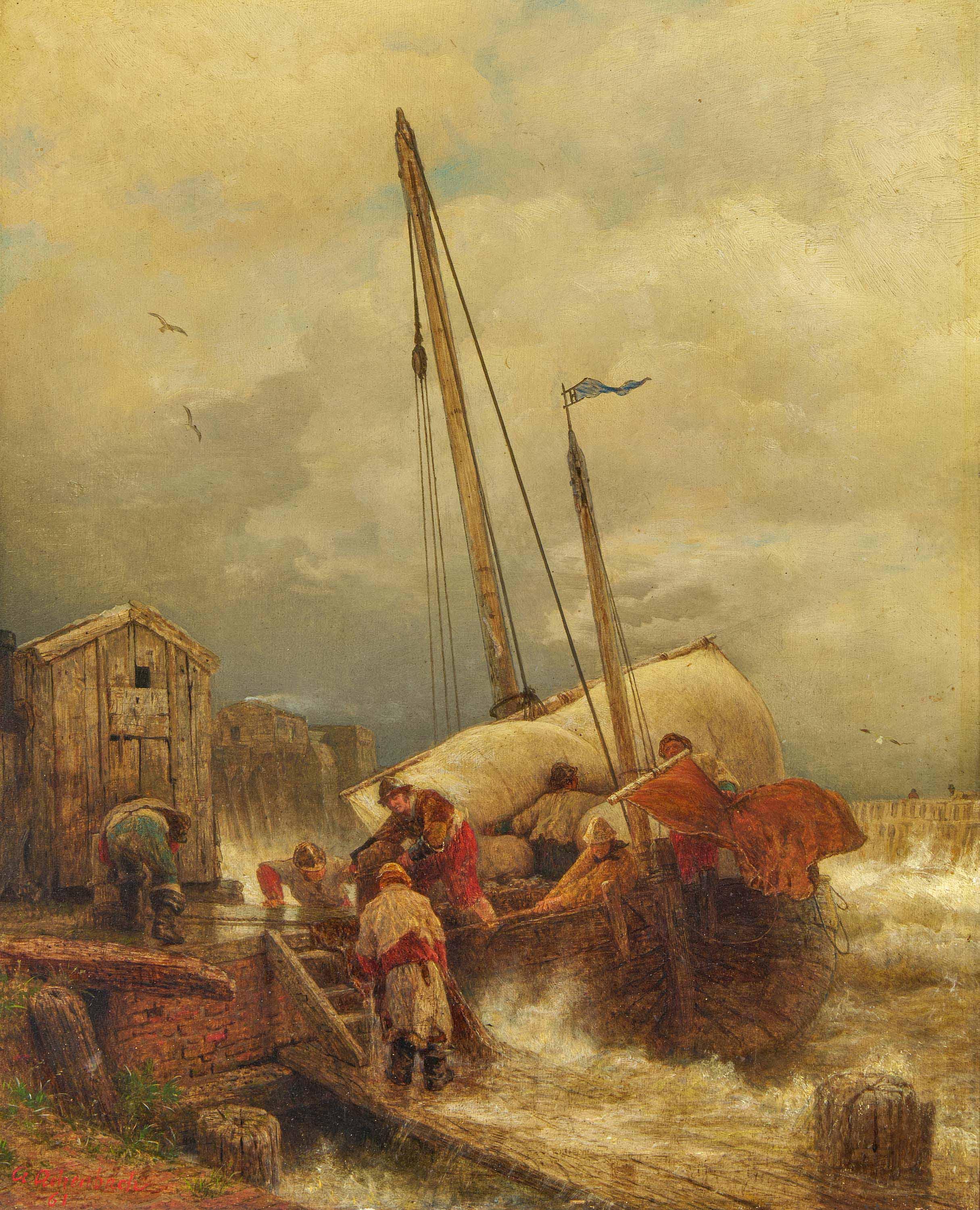 Andreas Achenbach - Am Bollwerk in Ostende.