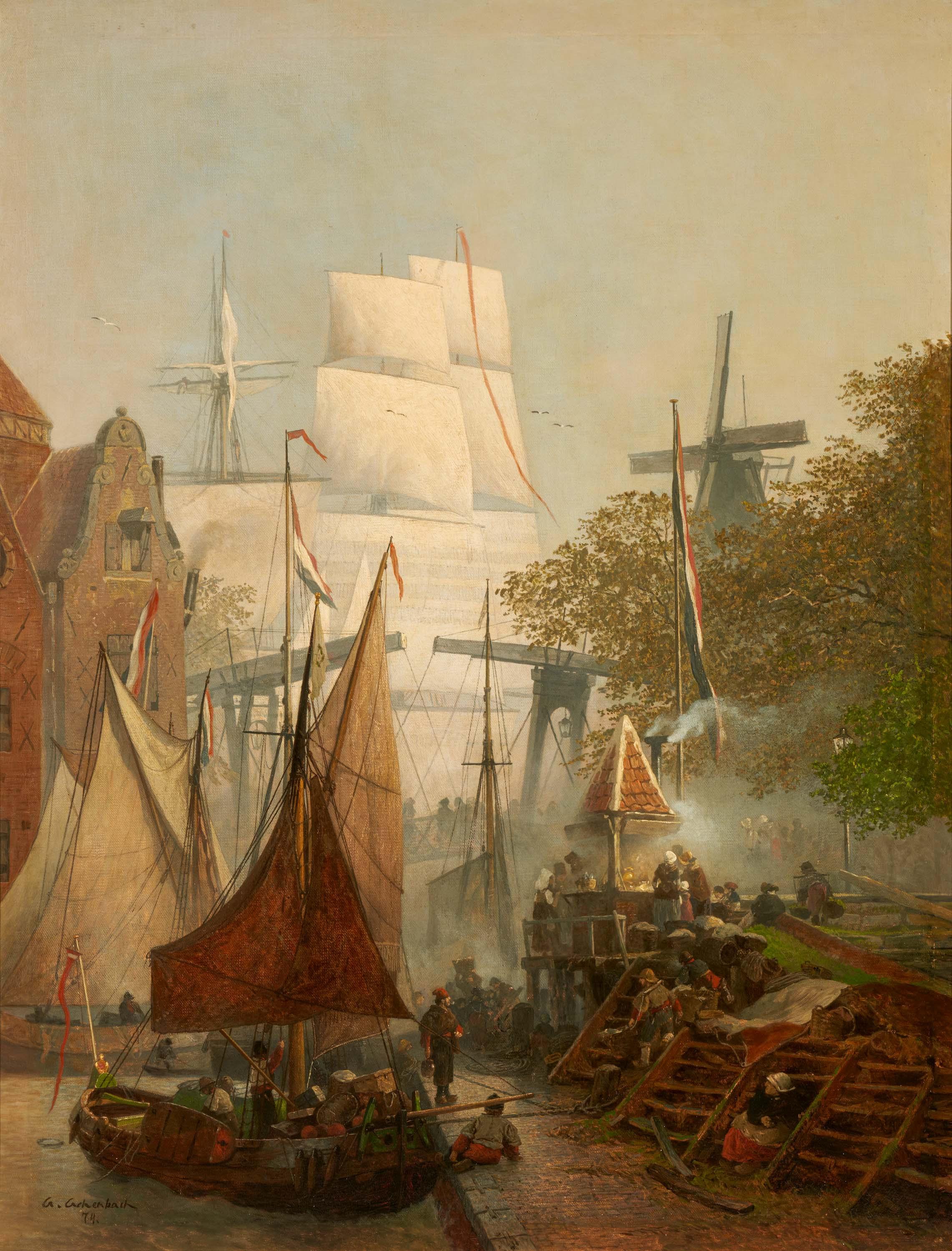 Andreas Achenbach - Hafenstadt in Holland.