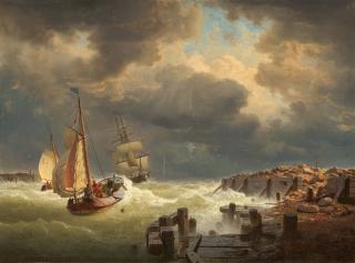 Andreas Achenbach - Heimkehrende Küstensegler bei aufziehendem Sturm.