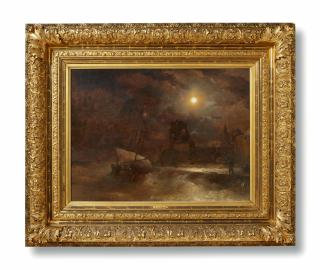 Andreas Achenbach - Küstenlandschaft bei Mondschein