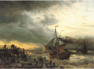 Andreas Achenbach - The departure of the steamship