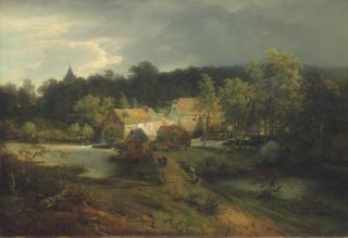 Andreas Achenbach - The Watermill in the Village