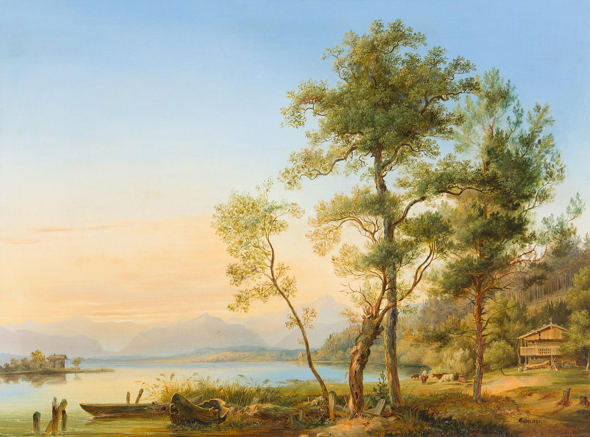 Andreas Geist - Seenlandschaft mit Blick auf die Alpen.