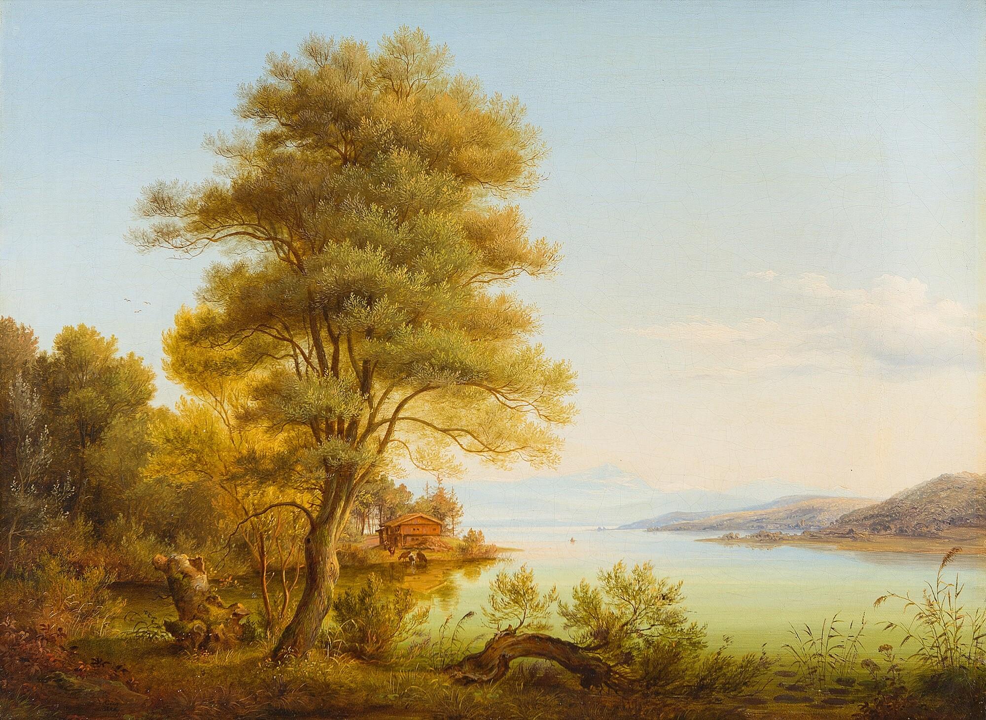 Andreas Geist - Seenlandschaft mit Blick auf die Alpen.