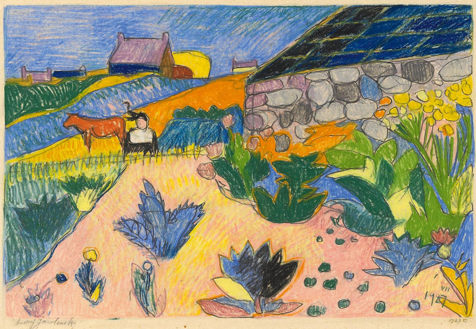 Andreas Jawlensky - Ohne Titel (Dorflandschaft mit Feldern)