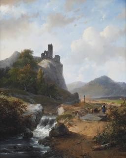 Andreas Schelfhout - A German Landscape With A Ruin