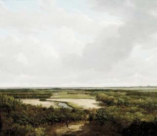 Andreas Schelfhout - A panoramic wooded landscape in summer