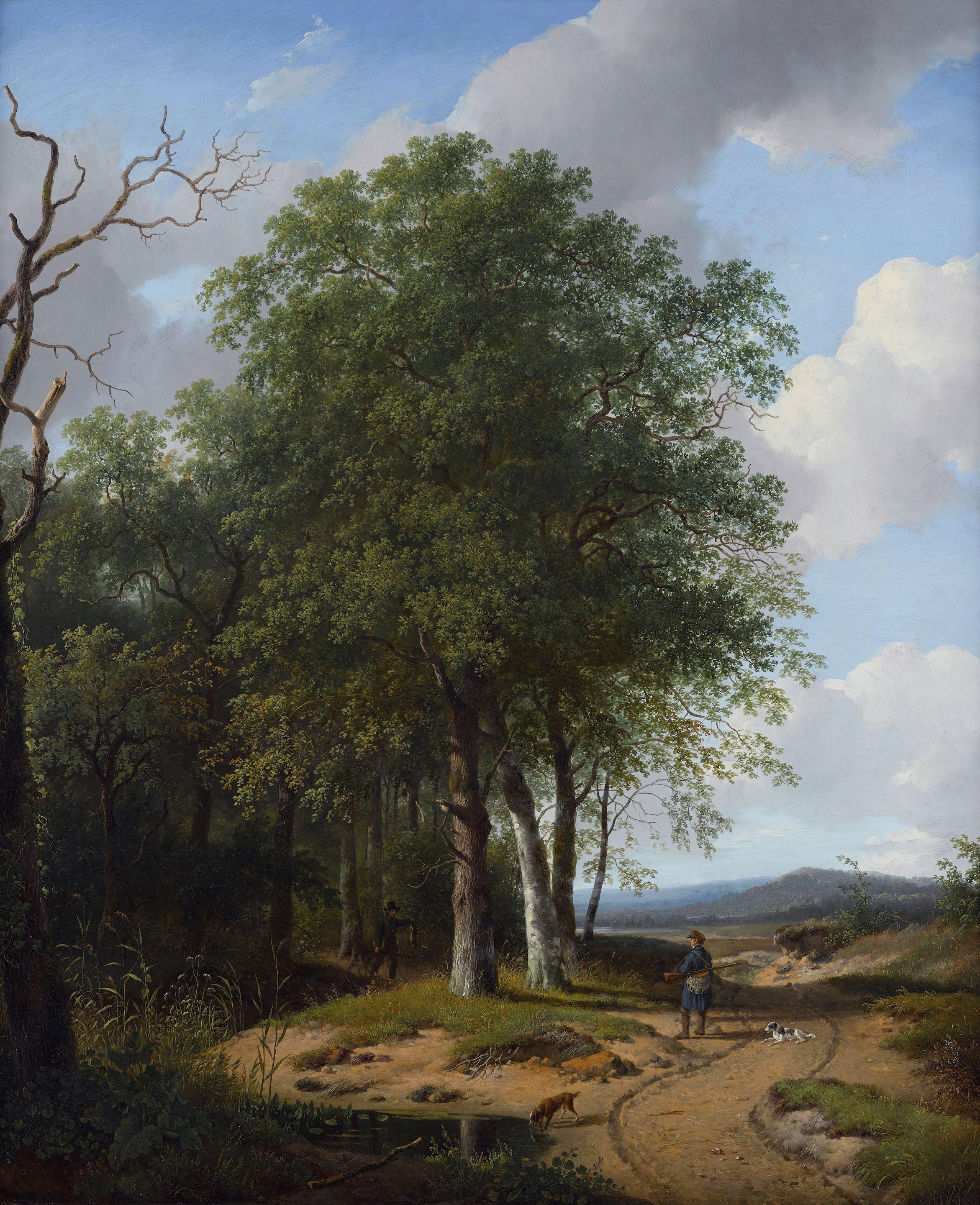 Andreas Schelfhout - Hunters in a wooded landscape