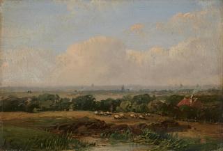 Andreas Schelfhout - Kleine Landschaft mit Schafherde