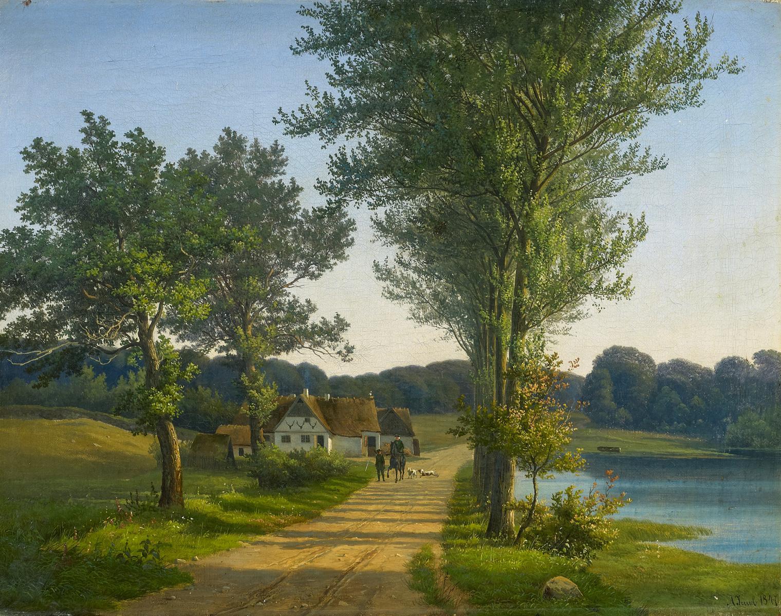 Andreas Thomas Juuel - Dänische Sommerlandschaft mit Reitern auf der Landstrasse