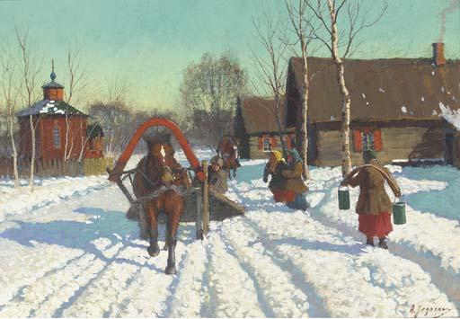 Andrei Afanasievich Jegorov - Riding A Troika Through A Sunlit Village