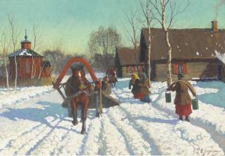 Andrei Afanasievich Jegorov - Riding A Troika Through A Sunlit Village