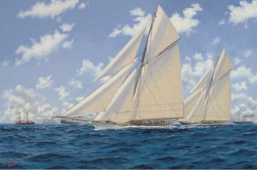 Andrew Bennett - America\'S Cup, 1887:  Volunteer Versus Thistle Off The Sandy Hook Light Vessel