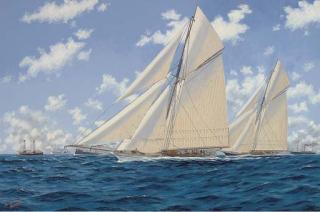 Andrew Bennett - America\'S Cup, 1887:  Volunteer Versus Thistle Off The Sandy Hook Light Vessel