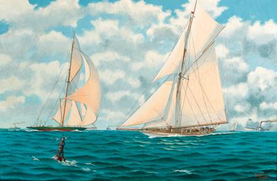 Andrew Bennett - Columbia racing Shamrock in the America\'s Cup, 1901